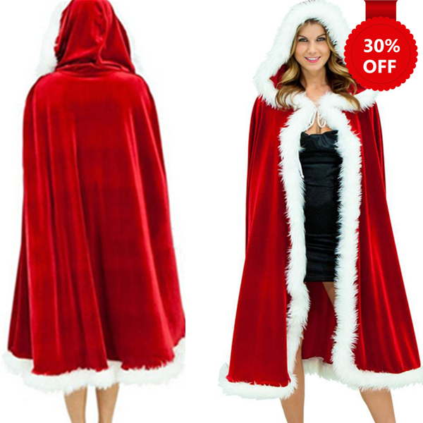 Deluxe Red Velvet Christmas Hooded Cape Cloak Costume on Luulla